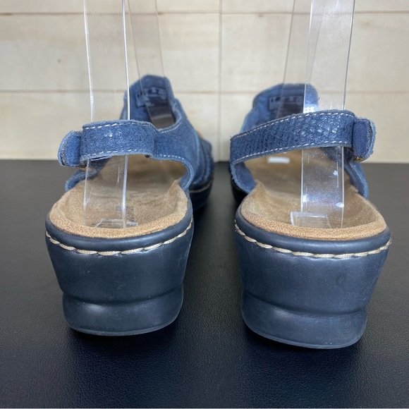 Clarks Lexi Marigold Sandals Blue Leather Women's Size 7.5 Shoes M Snakeskin - Picture 6 of 11